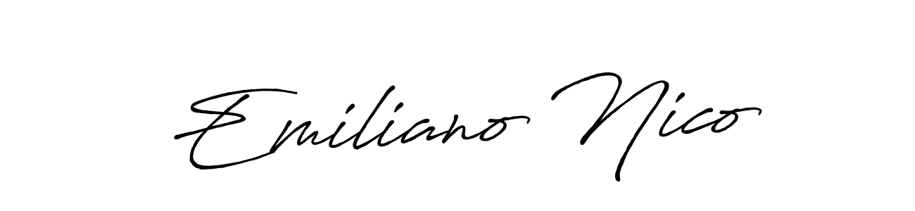 Make a beautiful signature design for name Emiliano Nico. With this signature (Antro_Vectra_Bolder) style, you can create a handwritten signature for free. Emiliano Nico signature style 7 images and pictures png