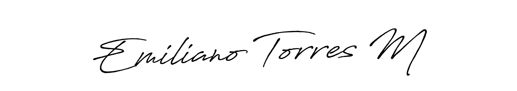 Create a beautiful signature design for name Emiliano Torres M. With this signature (Antro_Vectra_Bolder) fonts, you can make a handwritten signature for free. Emiliano Torres M signature style 7 images and pictures png