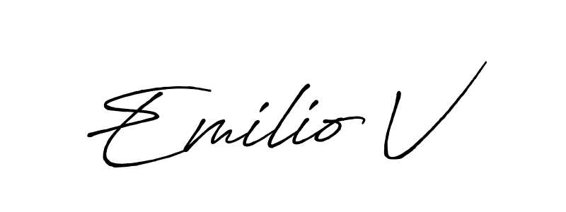 This is the best signature style for the Emilio V name. Also you like these signature font (Antro_Vectra_Bolder). Mix name signature. Emilio V signature style 7 images and pictures png