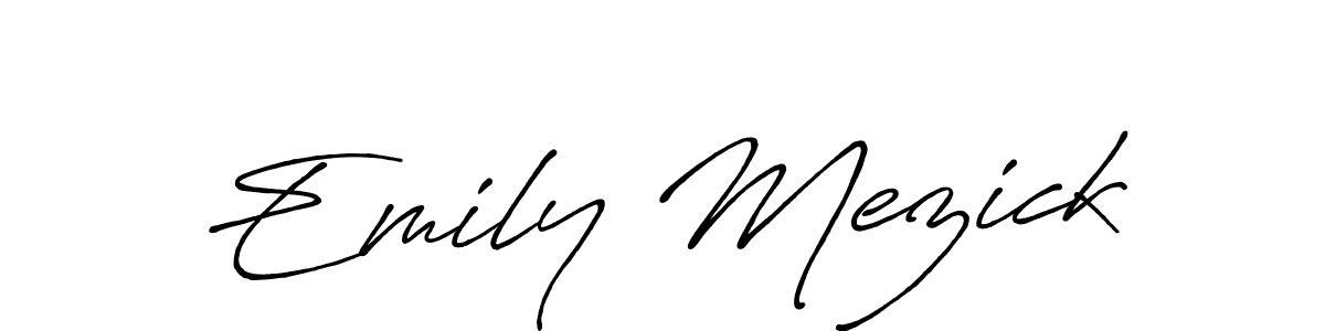How to make Emily Mezick name signature. Use Antro_Vectra_Bolder style for creating short signs online. This is the latest handwritten sign. Emily Mezick signature style 7 images and pictures png