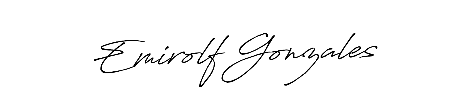 Create a beautiful signature design for name Emirolf Gonzales. With this signature (Antro_Vectra_Bolder) fonts, you can make a handwritten signature for free. Emirolf Gonzales signature style 7 images and pictures png