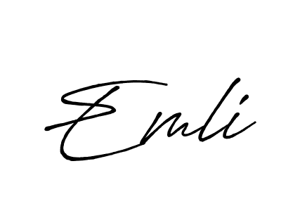 Emli stylish signature style. Best Handwritten Sign (Antro_Vectra_Bolder) for my name. Handwritten Signature Collection Ideas for my name Emli. Emli signature style 7 images and pictures png