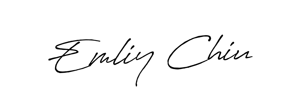 Create a beautiful signature design for name Emliy Chiu. With this signature (Antro_Vectra_Bolder) fonts, you can make a handwritten signature for free. Emliy Chiu signature style 7 images and pictures png