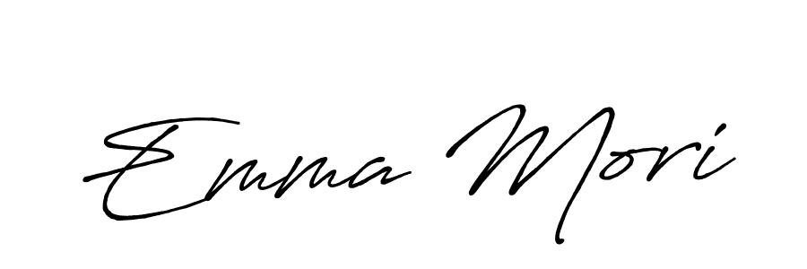 if you are searching for the best signature style for your name Emma Mori. so please give up your signature search. here we have designed multiple signature styles  using Antro_Vectra_Bolder. Emma Mori signature style 7 images and pictures png