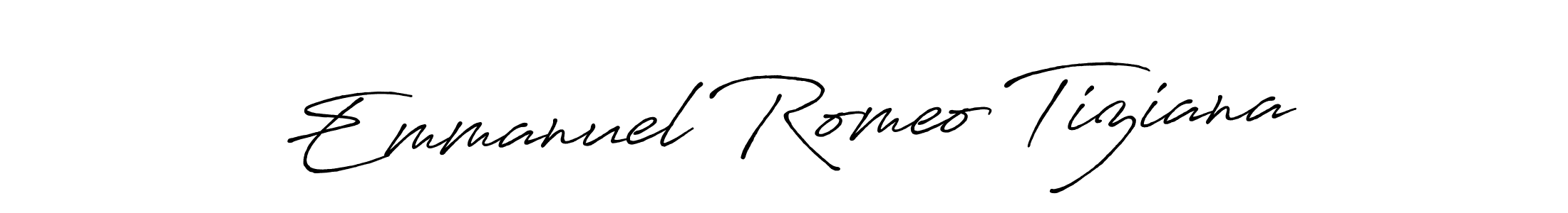 Use a signature maker to create a handwritten signature online. With this signature software, you can design (Antro_Vectra_Bolder) your own signature for name Emmanuel Romeo Tiziana. Emmanuel Romeo Tiziana signature style 7 images and pictures png