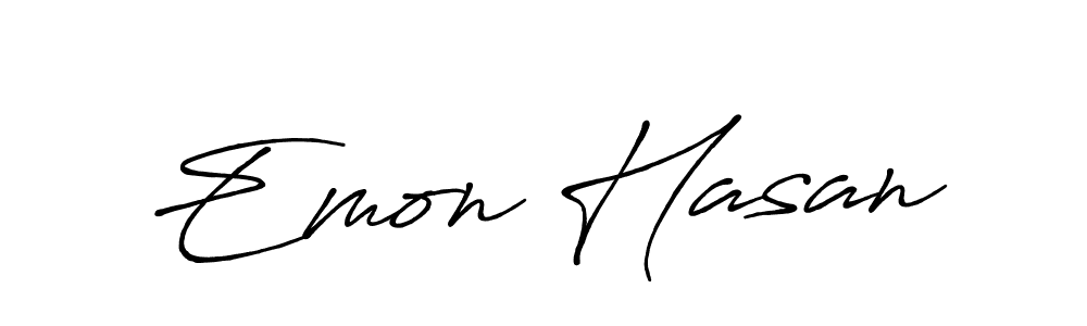 Create a beautiful signature design for name Emon Hasan. With this signature (Antro_Vectra_Bolder) fonts, you can make a handwritten signature for free. Emon Hasan signature style 7 images and pictures png