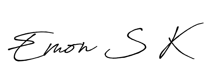 Similarly Antro_Vectra_Bolder is the best handwritten signature design. Signature creator online .You can use it as an online autograph creator for name Emon S K. Emon S K signature style 7 images and pictures png