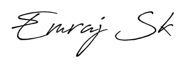 A classic penmanship look for Emraj Sk. The Antro_Vectra_Bolder font brings timeless elegance and confidence to every signed document. Emraj Sk signature style 7 images and pictures png
