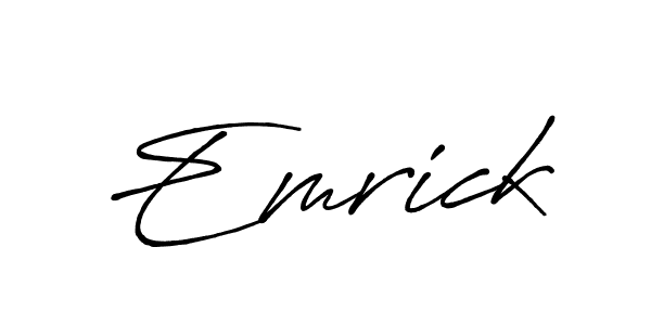 Use a signature maker to create a handwritten signature online. With this signature software, you can design (Antro_Vectra_Bolder) your own signature for name Emrick. Emrick signature style 7 images and pictures png