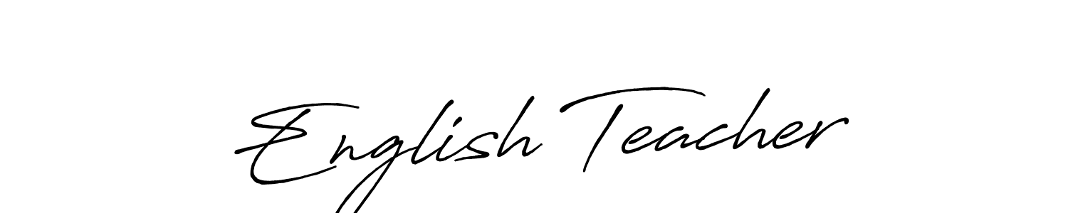 How to make English Teacher signature? Antro_Vectra_Bolder is a professional autograph style. Create handwritten signature for English Teacher name. English Teacher signature style 7 images and pictures png