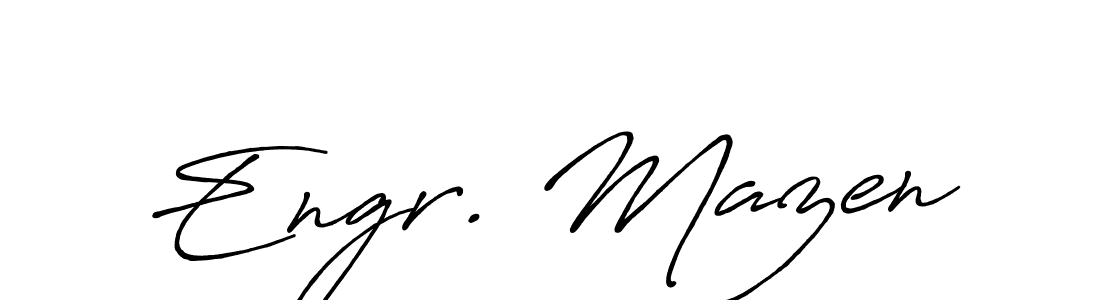 How to make Engr. Mazen name signature. Use Antro_Vectra_Bolder style for creating short signs online. This is the latest handwritten sign. Engr. Mazen signature style 7 images and pictures png