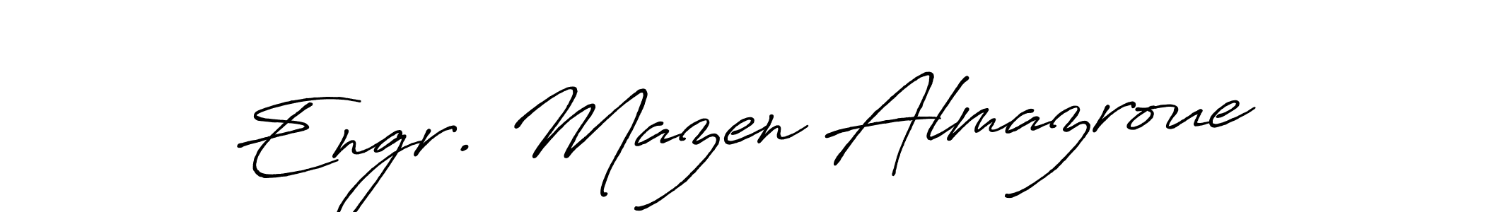 if you are searching for the best signature style for your name Engr. Mazen Almazroue. so please give up your signature search. here we have designed multiple signature styles  using Antro_Vectra_Bolder. Engr. Mazen Almazroue signature style 7 images and pictures png