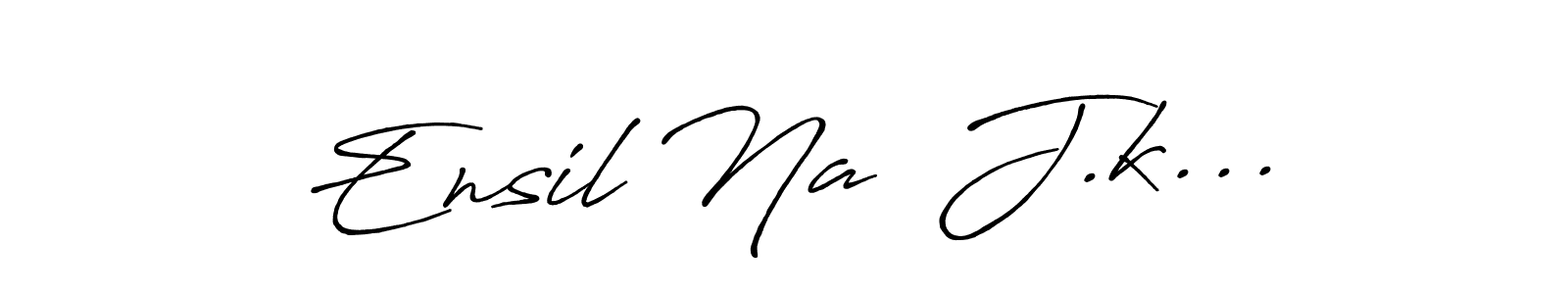 The best way (Antro_Vectra_Bolder) to make a short signature is to pick only two or three words in your name. The name Ensil Na  J.k... include a total of six letters. For converting this name. Ensil Na  J.k... signature style 7 images and pictures png