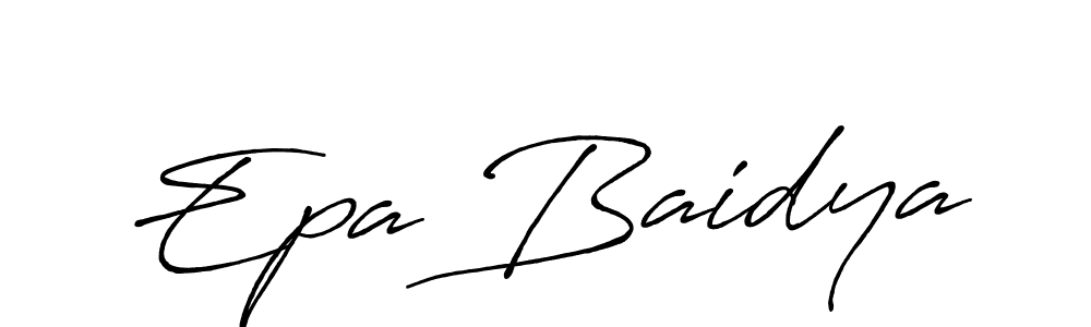 Make a beautiful signature design for name Epa Baidya. With this signature (Antro_Vectra_Bolder) style, you can create a handwritten signature for free. Epa Baidya signature style 7 images and pictures png