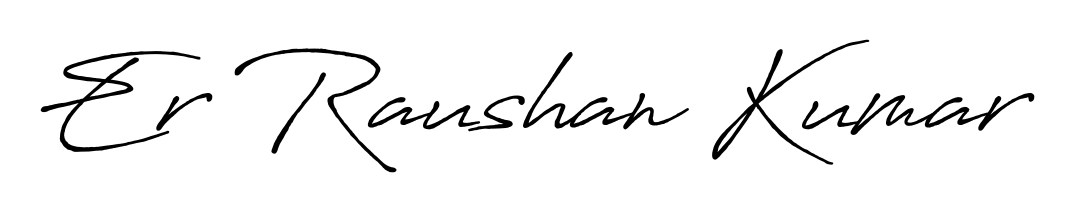Practice writing Er Raushan Kumar with the flow of Antro_Vectra_Bolder lettering. A fantastic source of inspiration for developing your personal signature style. Er Raushan Kumar signature style 7 images and pictures png
