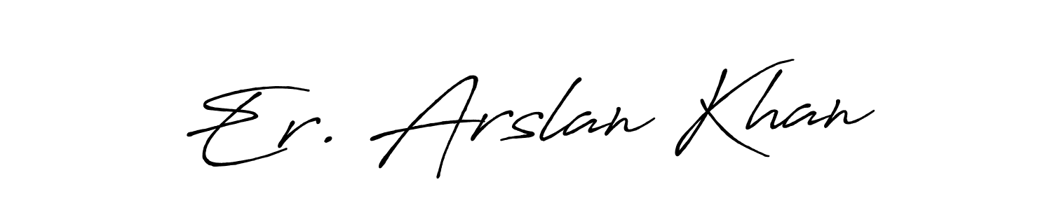 How to make Er. Arslan Khan name signature. Use Antro_Vectra_Bolder style for creating short signs online. This is the latest handwritten sign. Er. Arslan Khan signature style 7 images and pictures png