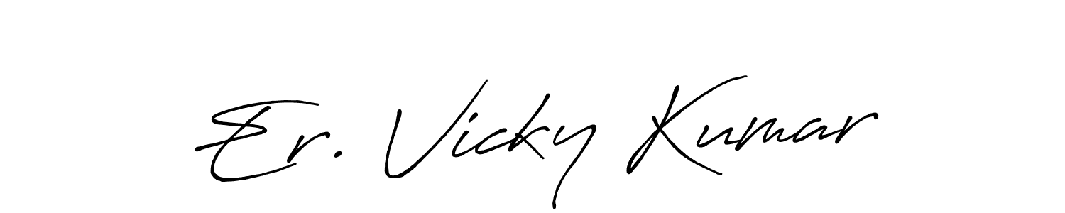 How to make Er. Vicky Kumar name signature. Use Antro_Vectra_Bolder style for creating short signs online. This is the latest handwritten sign. Er. Vicky Kumar signature style 7 images and pictures png