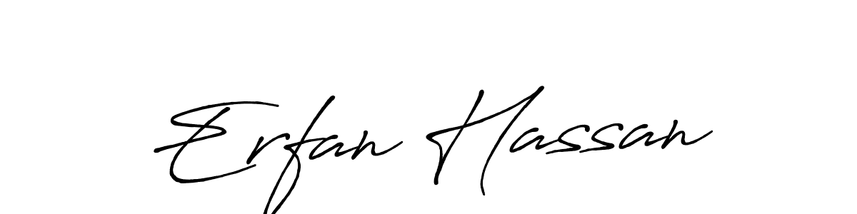 Erfan Hassan stylish signature style. Best Handwritten Sign (Antro_Vectra_Bolder) for my name. Handwritten Signature Collection Ideas for my name Erfan Hassan. Erfan Hassan signature style 7 images and pictures png