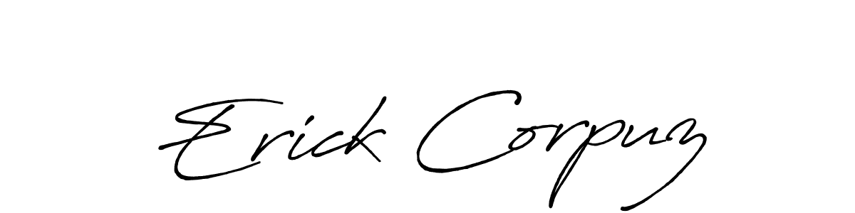 Design your own signature with our free online signature maker. With this signature software, you can create a handwritten (Antro_Vectra_Bolder) signature for name Erick Corpuz. Erick Corpuz signature style 7 images and pictures png