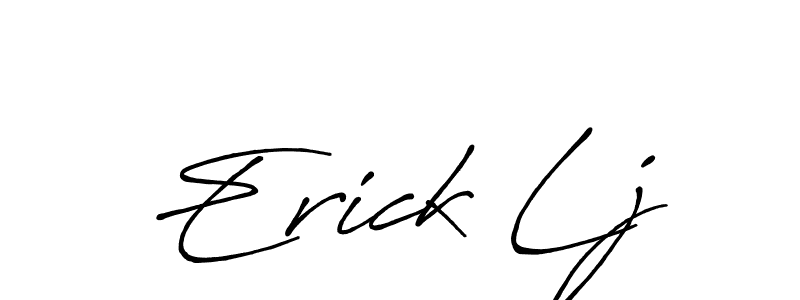 if you are searching for the best signature style for your name Erick Lj. so please give up your signature search. here we have designed multiple signature styles  using Antro_Vectra_Bolder. Erick Lj signature style 7 images and pictures png