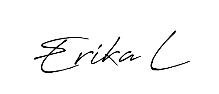 if you are searching for the best signature style for your name Erika L. so please give up your signature search. here we have designed multiple signature styles  using Antro_Vectra_Bolder. Erika L signature style 7 images and pictures png