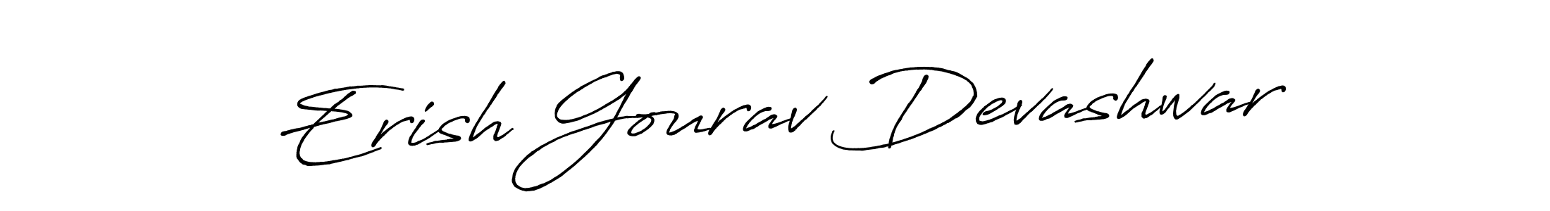 Antro_Vectra_Bolder is a professional signature style that is perfect for those who want to add a touch of class to their signature. It is also a great choice for those who want to make their signature more unique. Get Erish Gourav Devashwar name to fancy signature for free. Erish Gourav Devashwar signature style 7 images and pictures png