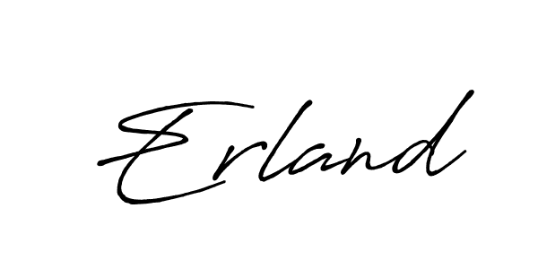 Make a beautiful signature design for name Erland. With this signature (Antro_Vectra_Bolder) style, you can create a handwritten signature for free. Erland signature style 7 images and pictures png