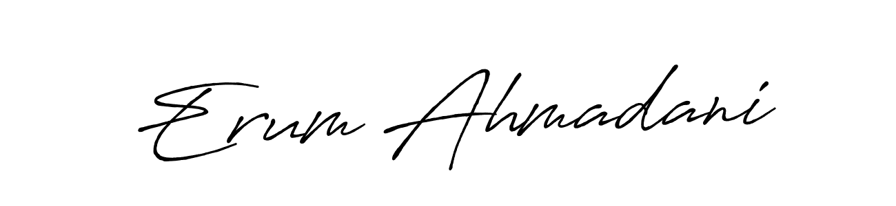 Make a beautiful signature design for name Erum Ahmadani. With this signature (Antro_Vectra_Bolder) style, you can create a handwritten signature for free. Erum Ahmadani signature style 7 images and pictures png
