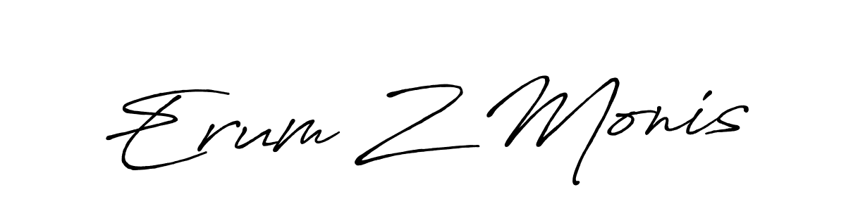 This is the best signature style for the Erum Z Monis name. Also you like these signature font (Antro_Vectra_Bolder). Mix name signature. Erum Z Monis signature style 7 images and pictures png