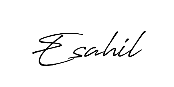 The best way (Antro_Vectra_Bolder) to make a short signature is to pick only two or three words in your name. The name Esahil include a total of six letters. For converting this name. Esahil signature style 7 images and pictures png