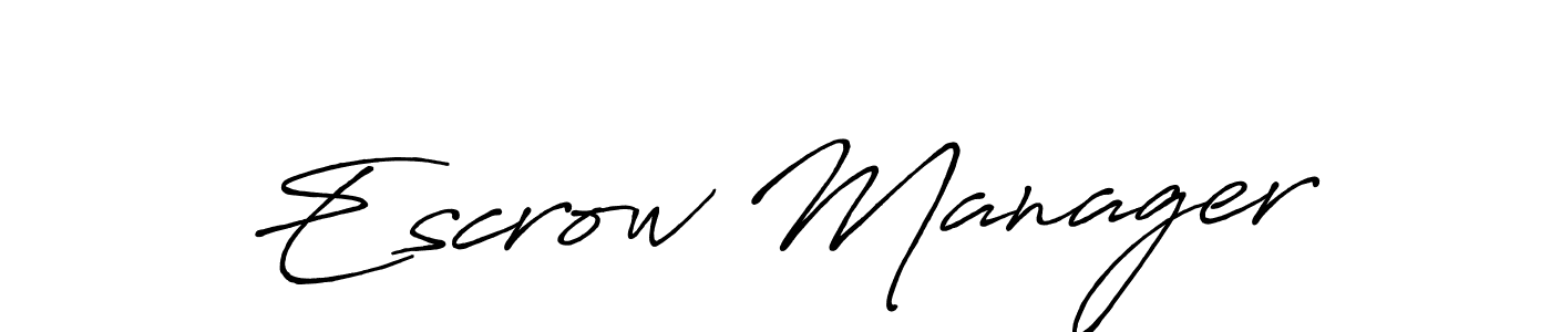 Create a beautiful signature design for name Escrow Manager. With this signature (Antro_Vectra_Bolder) fonts, you can make a handwritten signature for free. Escrow Manager signature style 7 images and pictures png