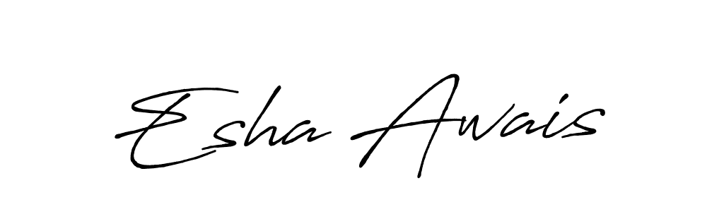 Make a beautiful signature design for name Esha Awais. With this signature (Antro_Vectra_Bolder) style, you can create a handwritten signature for free. Esha Awais signature style 7 images and pictures png