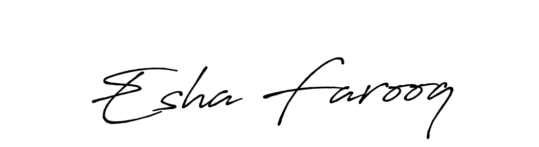 Create a beautiful signature design for name Esha Farooq. With this signature (Antro_Vectra_Bolder) fonts, you can make a handwritten signature for free. Esha Farooq signature style 7 images and pictures png