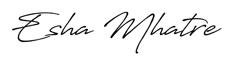 Discover how Esha Mhatre looks in an executive cursive font (Antro_Vectra_Bolder). Perfect for legal documents, invoices, and certificates. Esha Mhatre signature style 7 images and pictures png