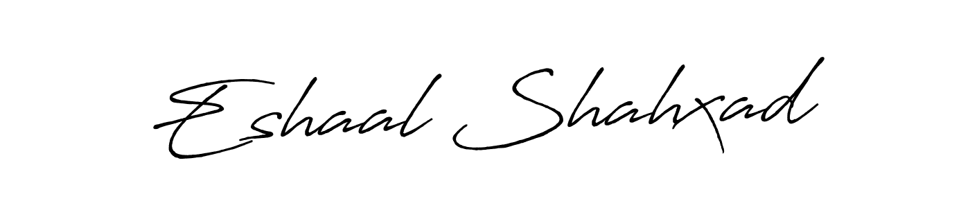 Create a beautiful signature design for name Eshaal Shahxad. With this signature (Antro_Vectra_Bolder) fonts, you can make a handwritten signature for free. Eshaal Shahxad signature style 7 images and pictures png