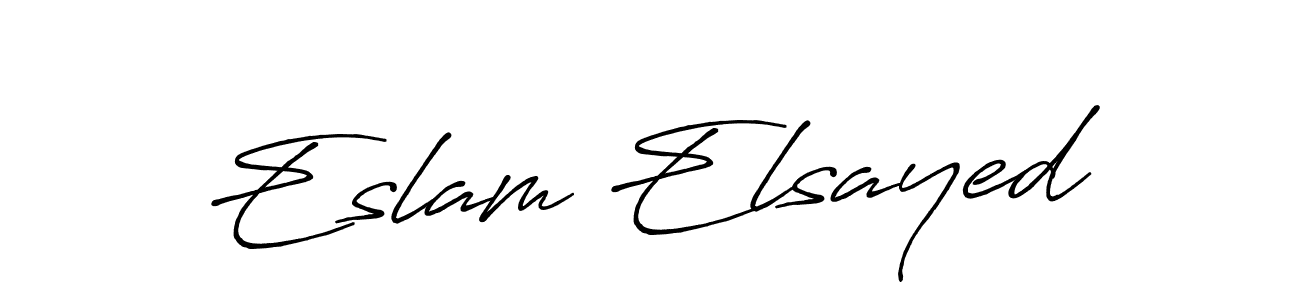 Make a beautiful signature design for name Eslam Elsayed. With this signature (Antro_Vectra_Bolder) style, you can create a handwritten signature for free. Eslam Elsayed signature style 7 images and pictures png
