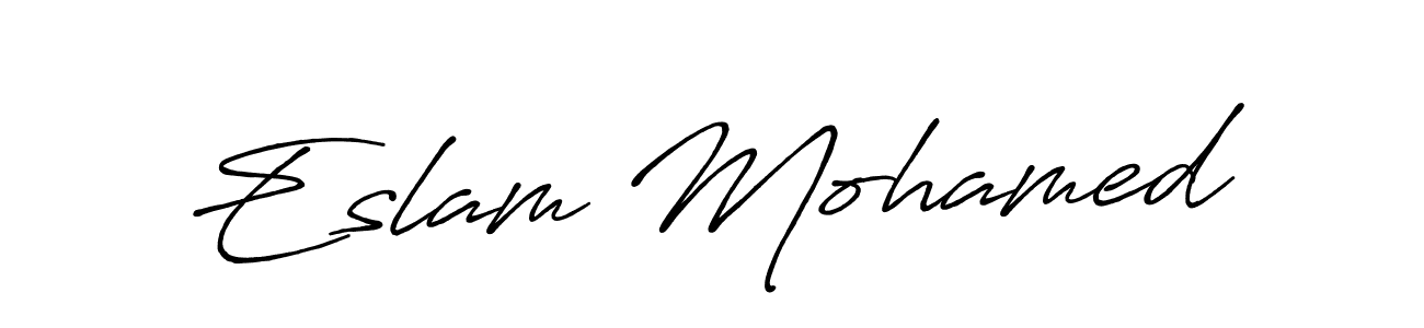 Make a beautiful signature design for name Eslam Mohamed. With this signature (Antro_Vectra_Bolder) style, you can create a handwritten signature for free. Eslam Mohamed signature style 7 images and pictures png