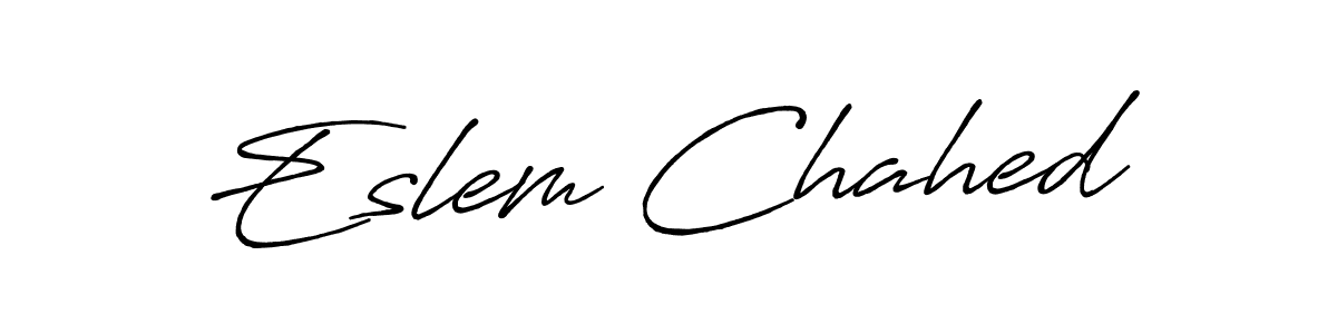 Create a beautiful signature design for name Eslem Chahed. With this signature (Antro_Vectra_Bolder) fonts, you can make a handwritten signature for free. Eslem Chahed signature style 7 images and pictures png