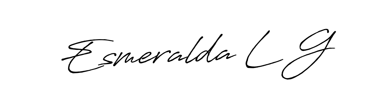 Also You can easily find your signature by using the search form. We will create Esmeralda L G name handwritten signature images for you free of cost using Antro_Vectra_Bolder sign style. Esmeralda L G signature style 7 images and pictures png