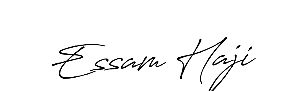 Make a beautiful signature design for name Essam Haji. With this signature (Antro_Vectra_Bolder) style, you can create a handwritten signature for free. Essam Haji signature style 7 images and pictures png