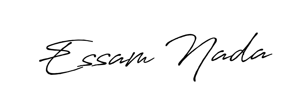 Use a signature maker to create a handwritten signature online. With this signature software, you can design (Antro_Vectra_Bolder) your own signature for name Essam Nada. Essam Nada signature style 7 images and pictures png