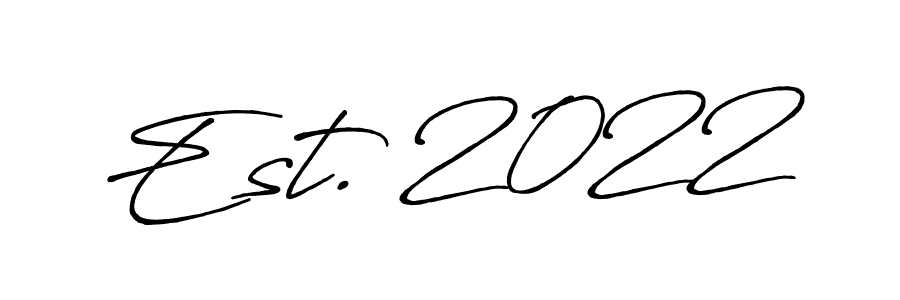 Similarly Antro_Vectra_Bolder is the best handwritten signature design. Signature creator online .You can use it as an online autograph creator for name Est. 2022. Est. 2022 signature style 7 images and pictures png