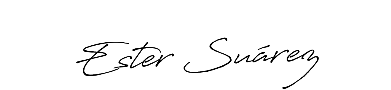 You should practise on your own different ways (Antro_Vectra_Bolder) to write your name (Ester Suárez) in signature. don't let someone else do it for you. Ester Suárez signature style 7 images and pictures png