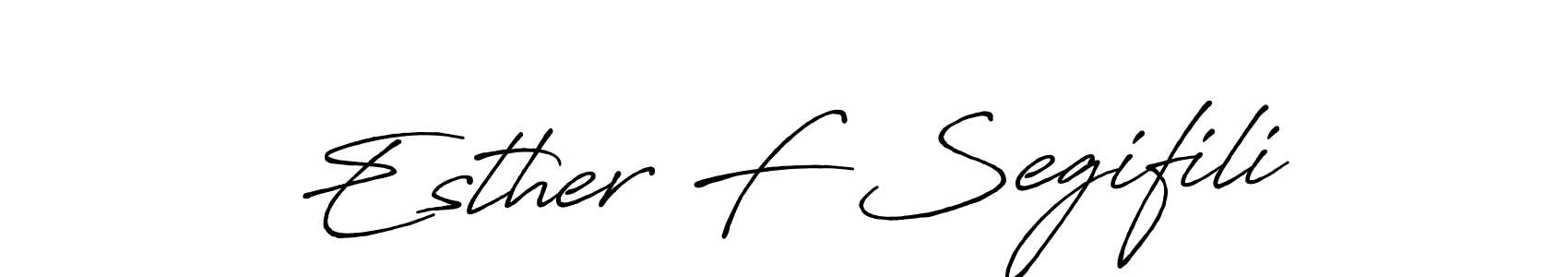 How to make Esther F Segifili name signature. Use Antro_Vectra_Bolder style for creating short signs online. This is the latest handwritten sign. Esther F Segifili signature style 7 images and pictures png