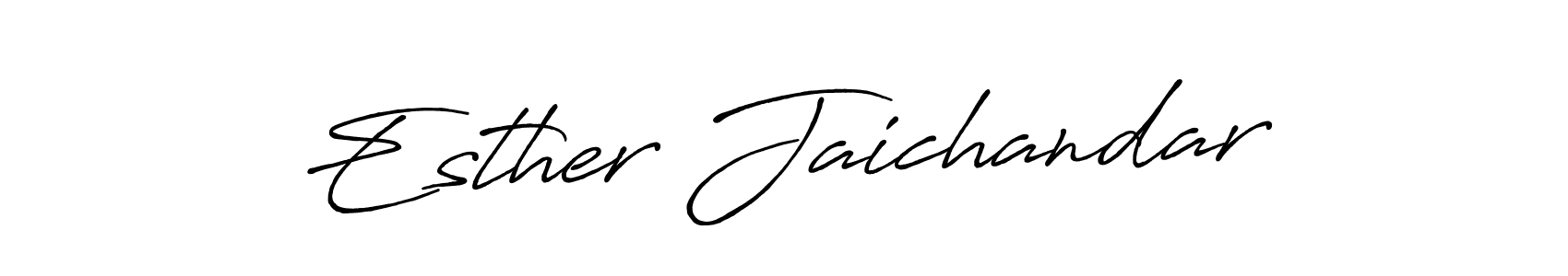 You should practise on your own different ways (Antro_Vectra_Bolder) to write your name (Esther Jaichandar) in signature. don't let someone else do it for you. Esther Jaichandar signature style 7 images and pictures png