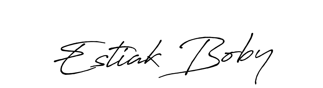 Similarly Antro_Vectra_Bolder is the best handwritten signature design. Signature creator online .You can use it as an online autograph creator for name Estiak Boby. Estiak Boby signature style 7 images and pictures png