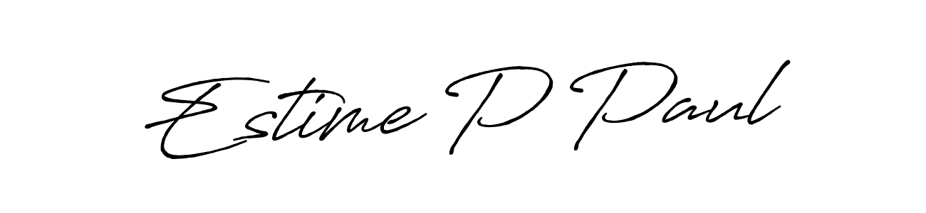 Use a signature maker to create a handwritten signature online. With this signature software, you can design (Antro_Vectra_Bolder) your own signature for name Estime P Paul. Estime P Paul signature style 7 images and pictures png