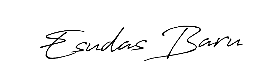 if you are searching for the best signature style for your name Esudas Baru. so please give up your signature search. here we have designed multiple signature styles  using Antro_Vectra_Bolder. Esudas Baru signature style 7 images and pictures png