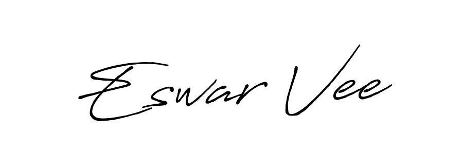 The best way (Antro_Vectra_Bolder) to make a short signature is to pick only two or three words in your name. The name Eswar Vee include a total of six letters. For converting this name. Eswar Vee signature style 7 images and pictures png