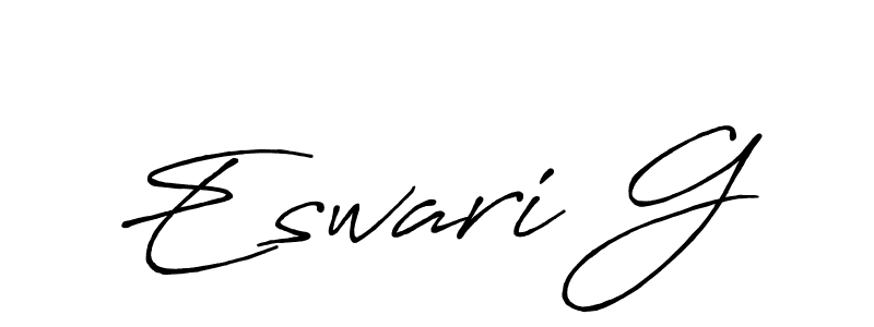 Make a beautiful signature design for name Eswari G. With this signature (Antro_Vectra_Bolder) style, you can create a handwritten signature for free. Eswari G signature style 7 images and pictures png